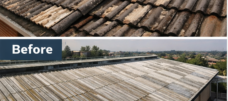 Before Benoni industrial roof coating project